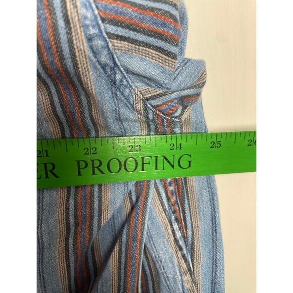 Vintage Hunt Club Vertical Stripe Button‑Down Size Large Western Denim Shirt - Picture 10 of 10